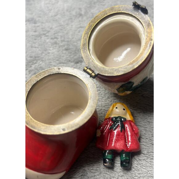 Christmas‎ Stocking Stuffed With Toys Hinged Trinket Box With Doll Trinket - Picture 9 of 11